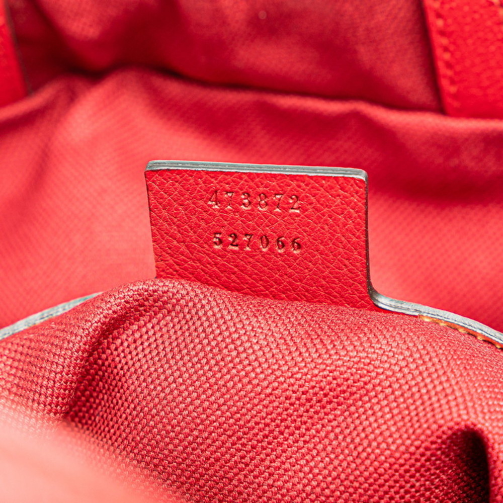 Gucci Drawstring Canvas Leather Backpack Red Whit… - image 6